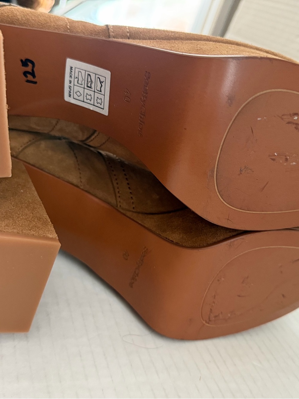 See By Chloe Lyna Brown Suede Platform Ankle Boots Size 40 EU 9-9.5 US - Picture 7 of 7